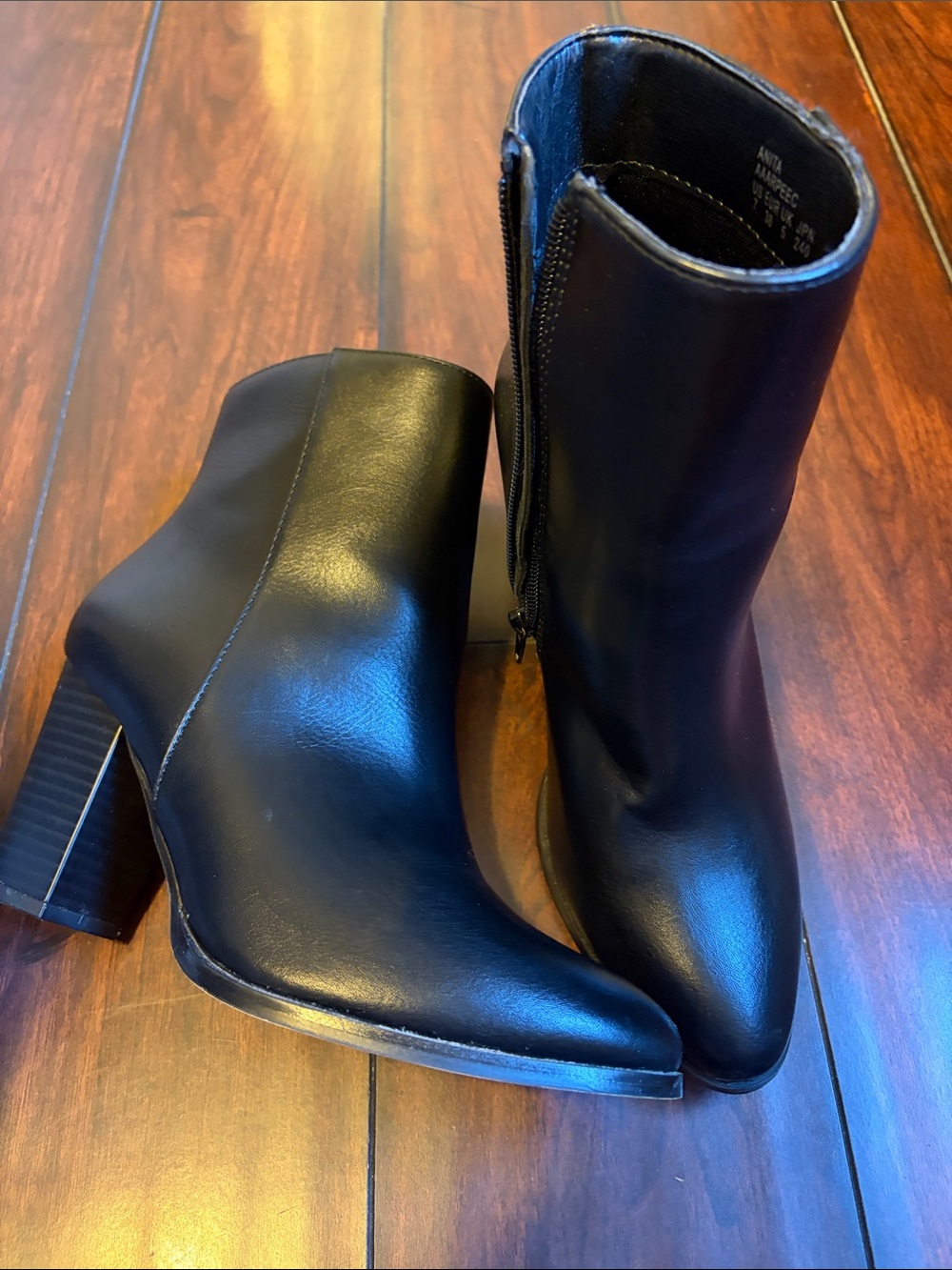 Dream Pairs Black Faux Leather Ankle Booties with Block Heel